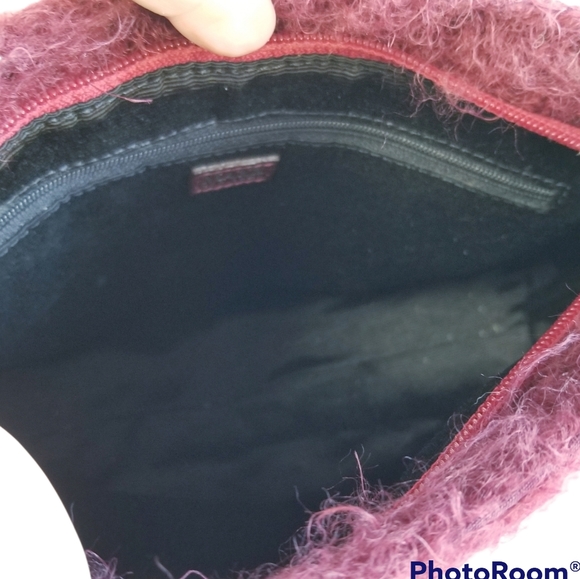 MAXX NY Curly Maroon Angora Fur Handbag NWOT - Picture 8 of 9